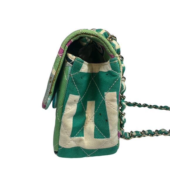 Chanel Eiffel Tower Flap Bag Vintage Paris Shoulder Purse CC Rare Quilted Canvas - Picture 6 of 16